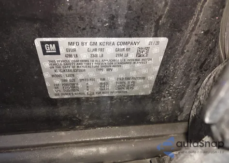 2020 Chevrolet Trax Fwd Ls from USA, damaged, VIN KL7CJKSB8LB315994